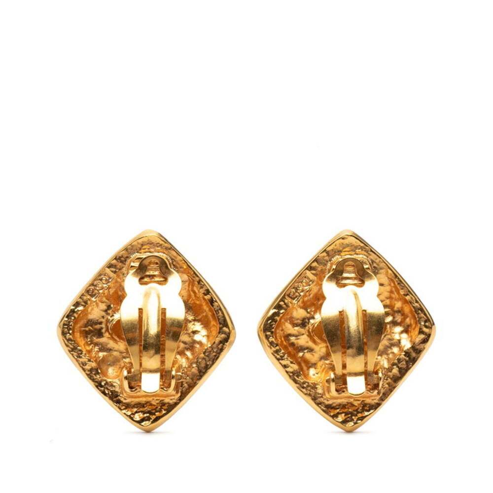 CHANEL Authentic Gold Diamond Logo Earrings - Picture 2 of 3